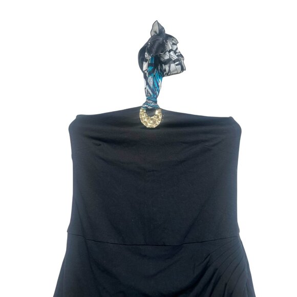 Y2K Cache Bodycon Mini Dress Skort Womens Medium Black Halter Buckle Party Retro - Picture 5 of 16